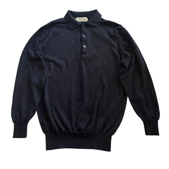 Lorenzo Uomo Other - Lorenzo Uomo Mens XL Navy Blue 100% Merino Wool Button Mock Neck Sweater Italy